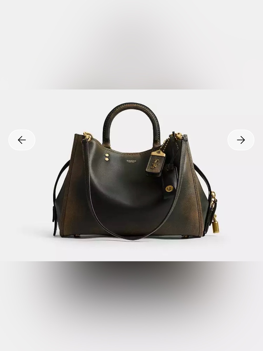 Coach Rogue Bag 31 in Loved Leather in brass/green NWT
